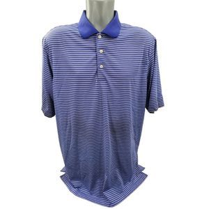 Walter Hagen Blue White Striped Polo Shirt Men's Size XL Great 100% Polyester